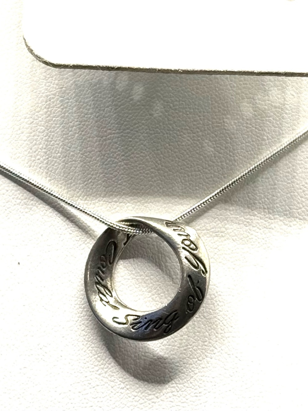 NEW Sterling Silver Snake Chain W/Love Forever Circle Pendant Necklace